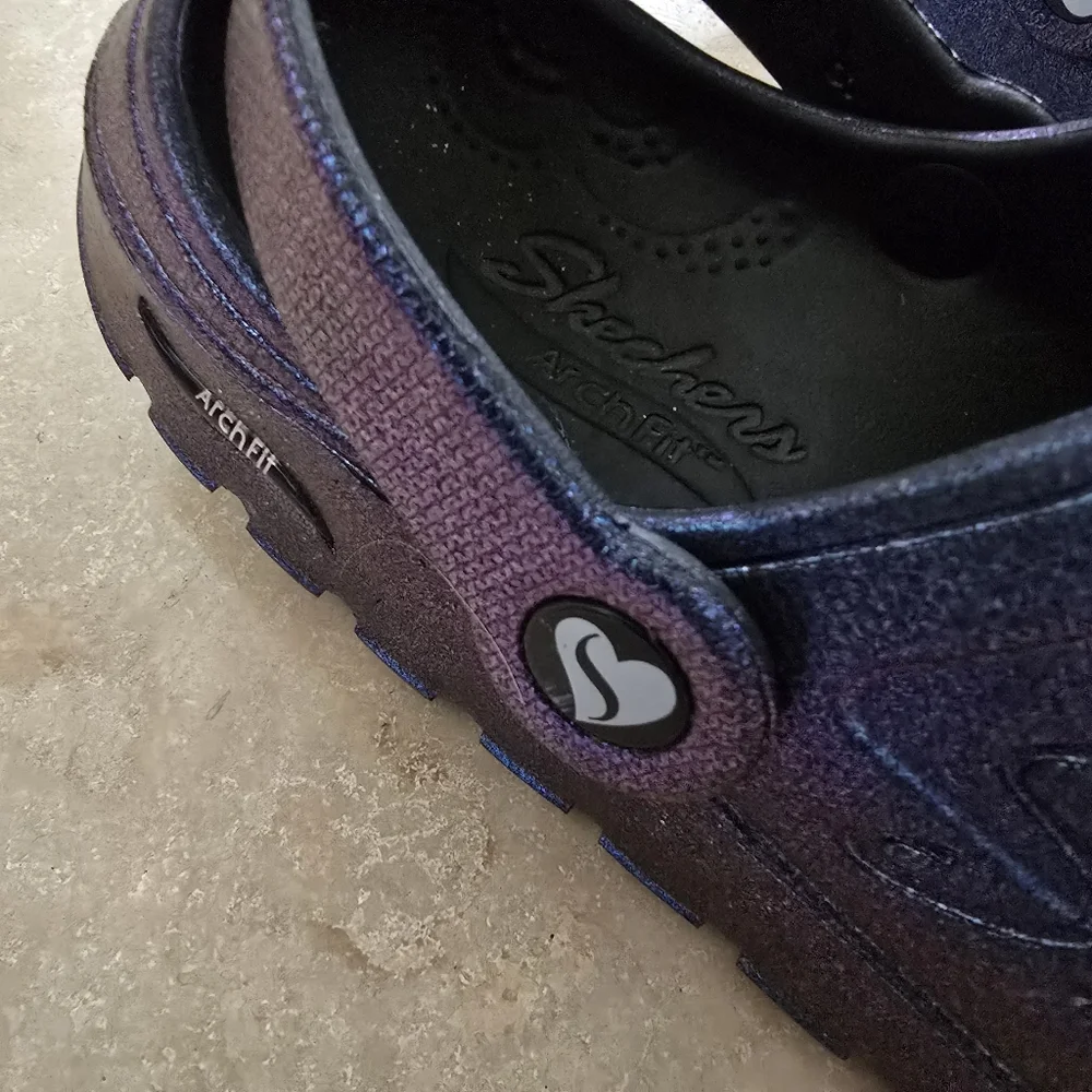 Skechers Foamies Arch Fit Footsteps - Pixie Dust Clogs in Black Pearl SZ 6 - Picture 7 of 7